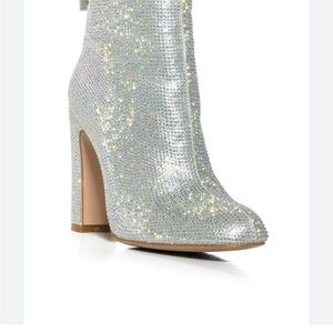 AZALEA WANG HONEY BUNCH SILVER EMBELLISHED BOOTIE